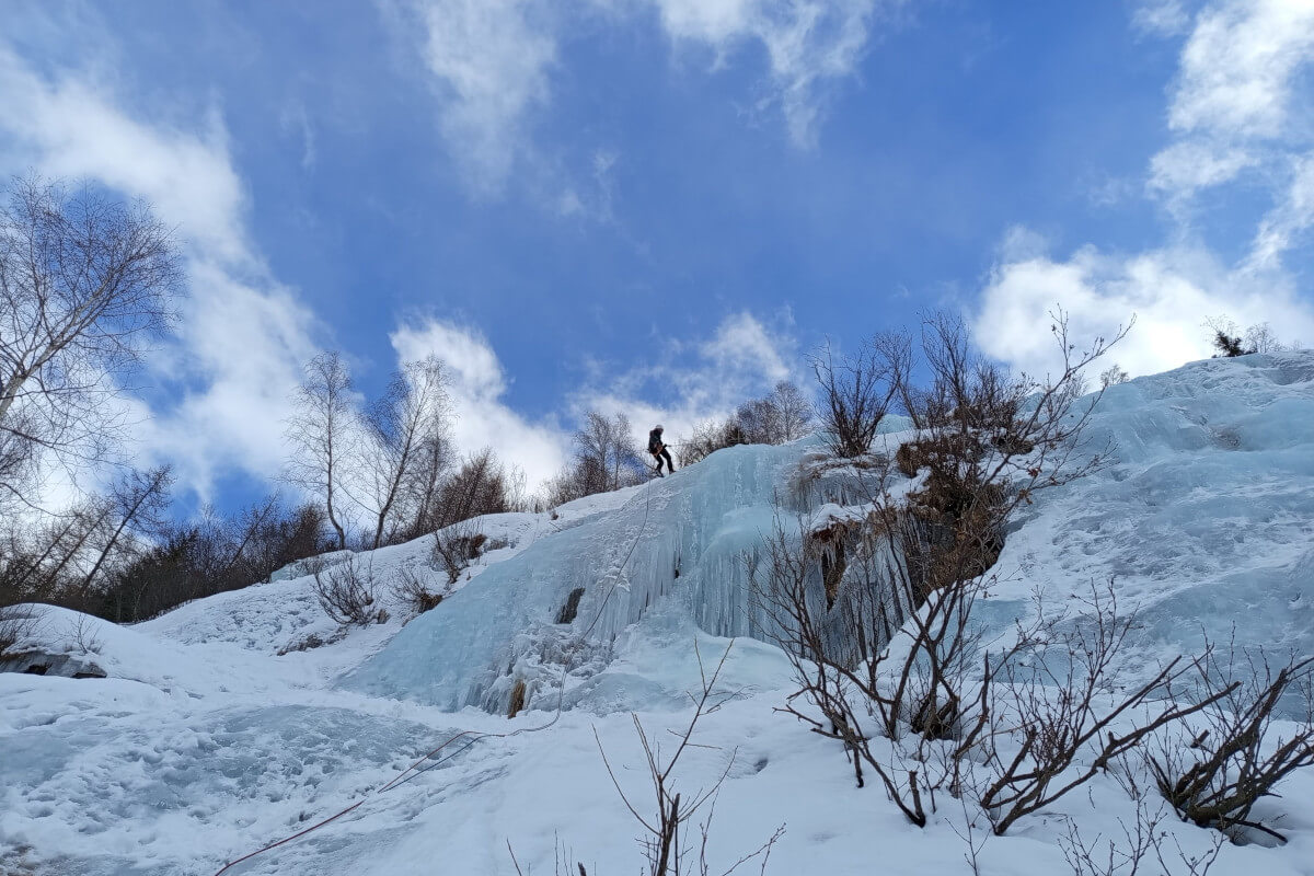 Rappel cascade de glace à Argentière : la crèmerie