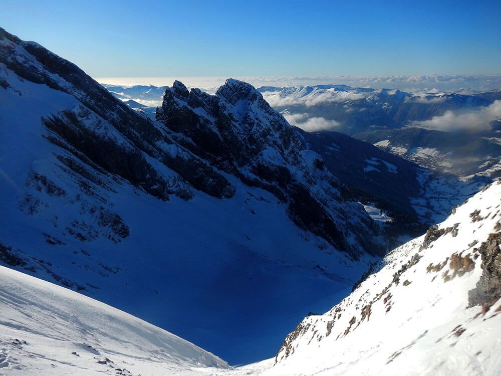 Couloir du Tchadar à Laclusaz