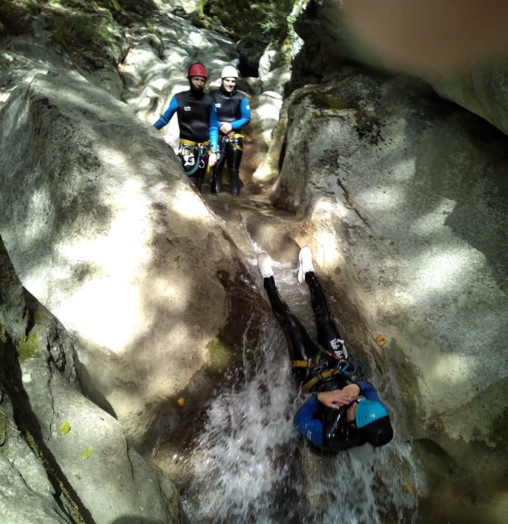 Photo toboggan canyoning à Saint-Gervais-Mont-Blanc