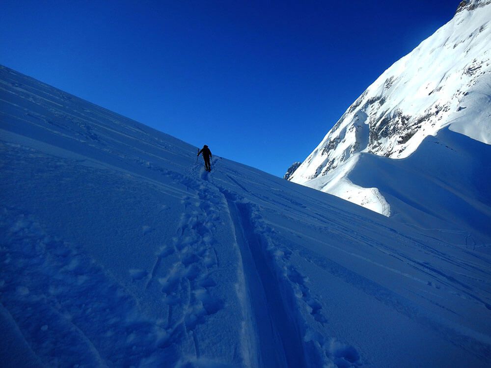 Ski de randonnée : arrivé aux 4 têtes (Sallanches, Haute-Savoie)