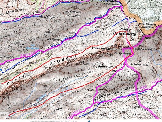 Tour des Dents d'Oddaz carte ign