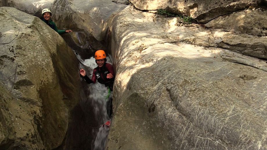 descente des toboggans de Balme en canyoning en Haute-Savoie